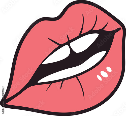 Realistic close up of a single human lip vector illustration