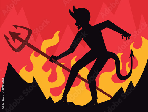 evil demon dancing in the hell