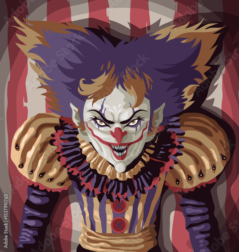evil mad clown in the circus