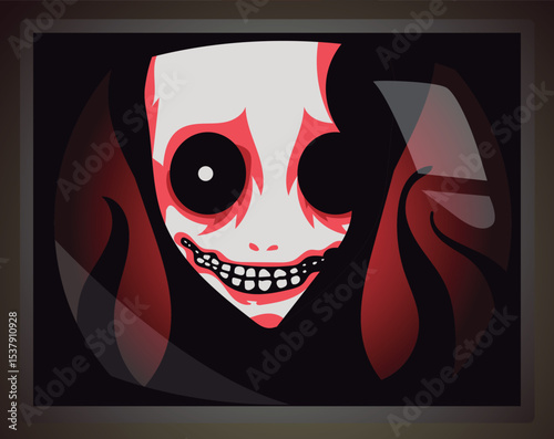 evil masked face in creepypasta tape
