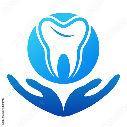 vector tooth icon.minimalist blue tooth icon surrounded by a gently
