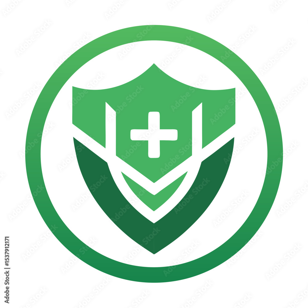 Fototapeta premium shield with crossflat vector logo design for a medical tech brand