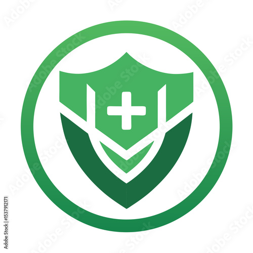shield with crossflat vector logo design for a medical tech brand 