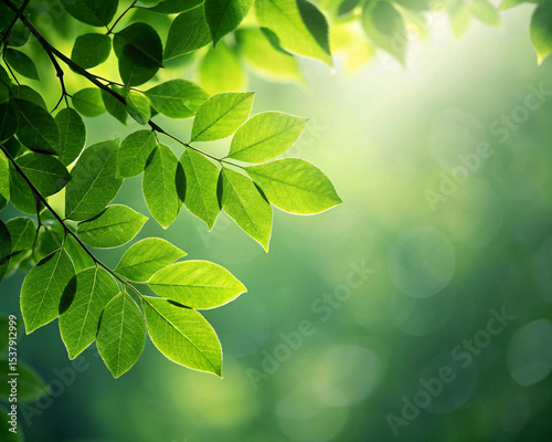 Vibrant lime green leaves catching sunlight, a refreshing natural backdrop.