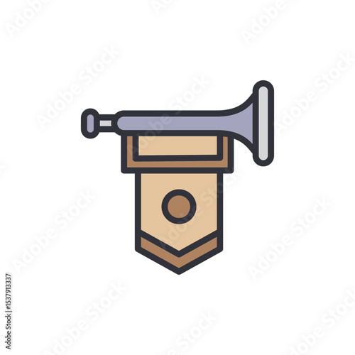 Heraldic Trumpet And Banner Illustration On A Transparent Background