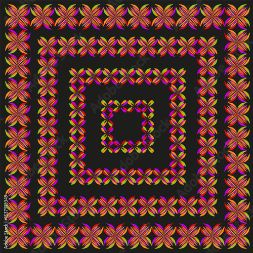 Colorful square pattern. Geometric tile vector. Ornamental grid shape. Abstract vivid design.