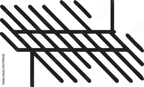 Isolated design illustration of an old black and white set of metal construction tools
