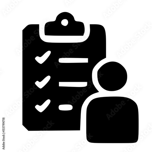 Simple Solid Clipboard Checklist Human Shape Business Icon Design