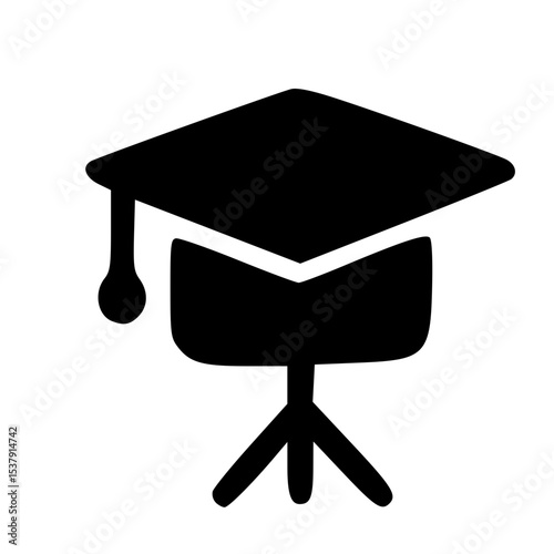 Simple Silhouette Graduation Cap Academic Mortarboard Hat Achievement Ceremony Icon