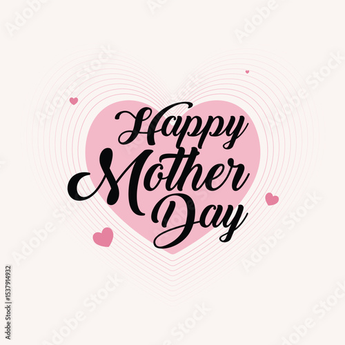 beautiful happy mother's day typography with decorative flowers and hearts. versatile design for creating cards, posters, and heartfelt digital messages.