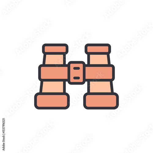 Vector Illustration Of Stylish Binoculars With Modern Flat Design