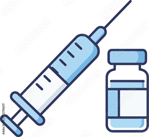 Medical Injection Syringe and Vial Illustration