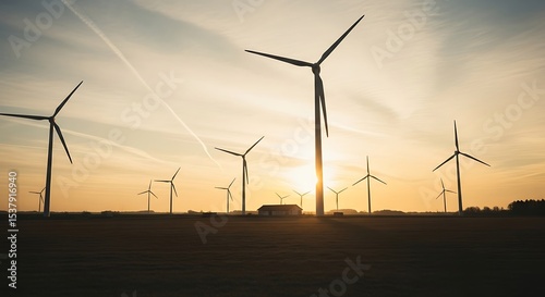 Wind Turbines at Sunset: Sustainable Energy and a Clean Future