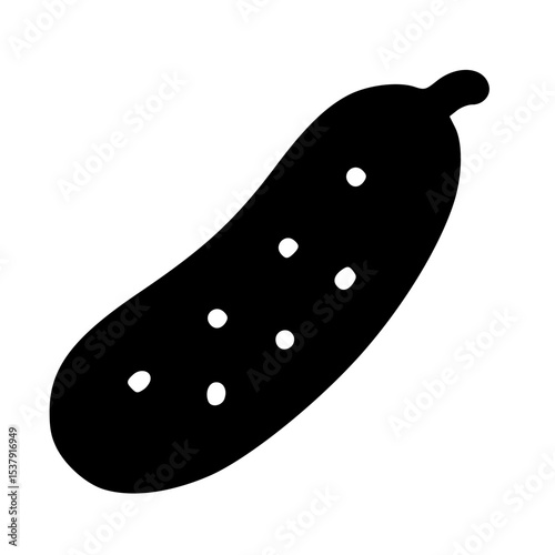 Simple Silhouette Style Cucumber Vegetable Food Ingredient Clip Art