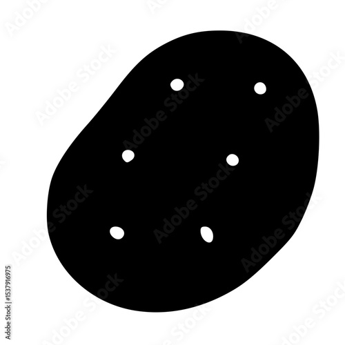 Simple Black and White Potato Silhouette Food Vegetable Icon