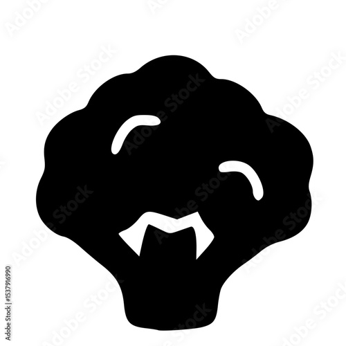 Minimalist Silhouette Broccoli Vegetable Ingredient Vegan Food Diet Icon