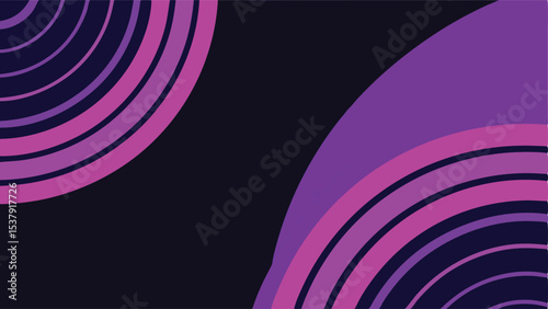 Abstract dark background with semicircular shapes in shades of purple and pink on opposite corners