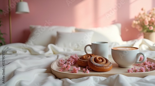 Wallpaper Mural Cozy Morning Indulge in a Relaxing Breakfast in Bed with Coffee and Pastries Torontodigital.ca