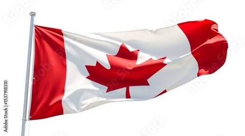 Canadian Flag Waving Proudly in the Wind