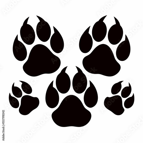 Silhouette Animal Track Icons – Dog Cat Bear Footprint Vector Elements