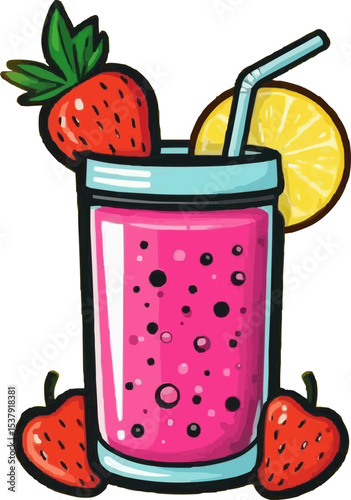 strawberry juice and strawberry, smoothie