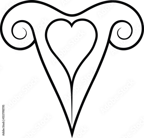Swirl Edge Tongue Motif in V Shape Reflecting Reptilian Natural Movement