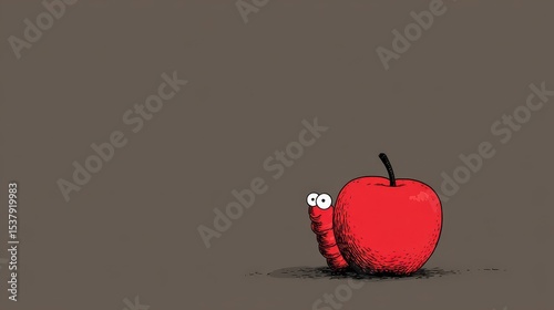 Simple illustration of a worm near a red .
