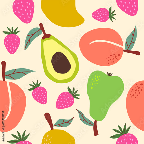 Cute mix fruits pattern background vector design