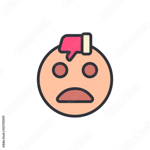 Cartoon Face Displaying Disapproval With Thumbs Down Transparent Symbol