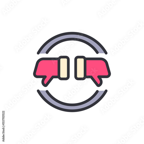 Conceptual Symbolic Depiction Of Disagreement Within An Enclosed Circle
