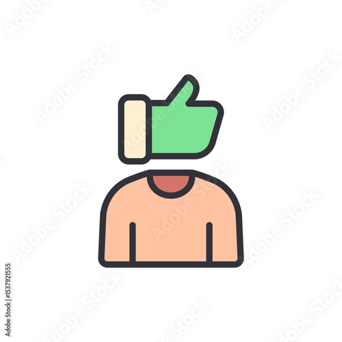 Concept Illustration Of A Person With A Thumbs Up Gesture Instead Of Head