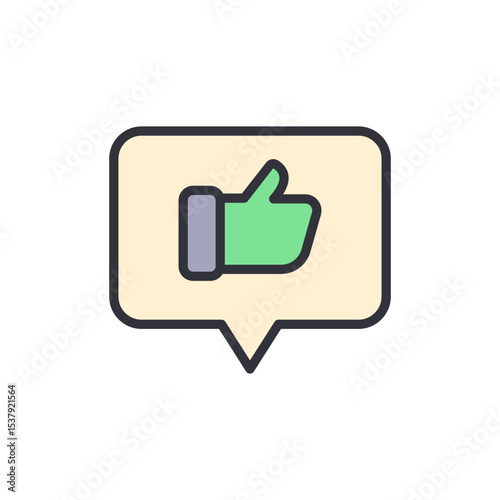 Illustration Of A Thumbs Up Symbol In A Message Bubble For Feedback