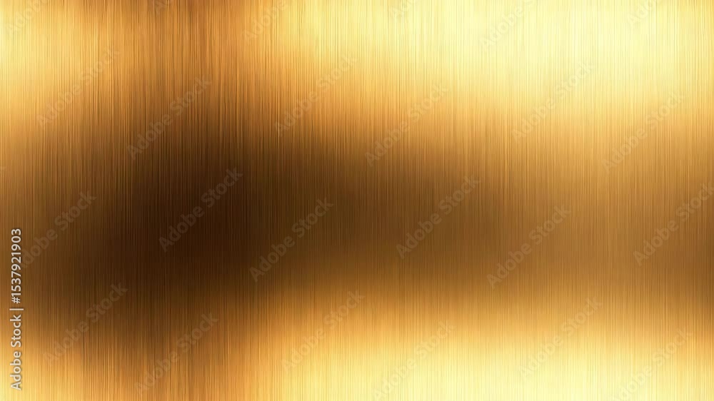 Brushed gold metal texture background with vertical lines and reflective surface featuring shiny gradient effect and warm elegant metallic surface for design and decoration