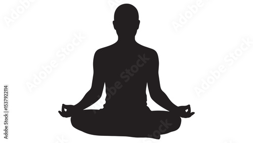 Silhouette of a Person in a Meditation Pose Yoga, Mindfulness, and Serenity Icon
