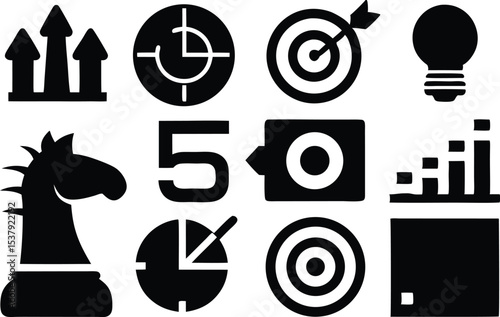 Strategic planning outline icons a single high quality icon set for business presentations and documents