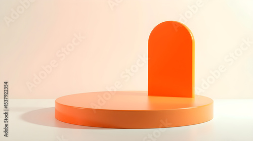 Orange podium displaying minimalist backdrop for product placement