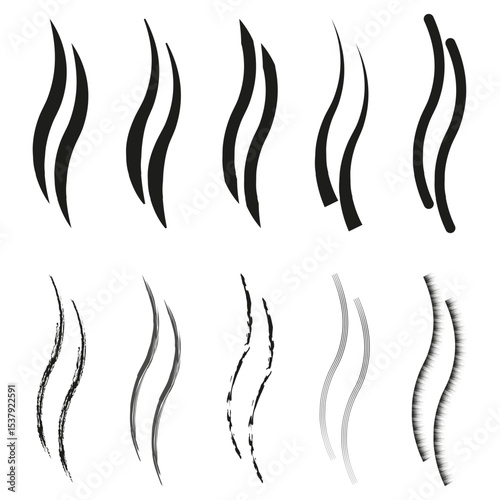 Wave flow icon. Smooth curve symbol. Vector fluid shape. Black line design.