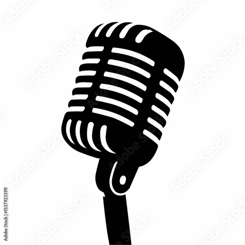 Retro microphone vector sign 