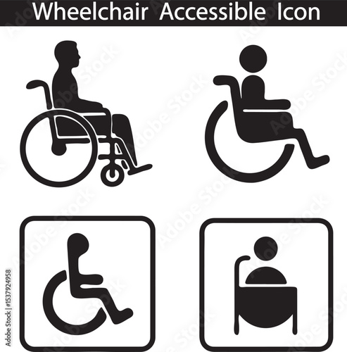 Wheelchair Accessibility Symbol Silhouette Icon for Inclusive Design