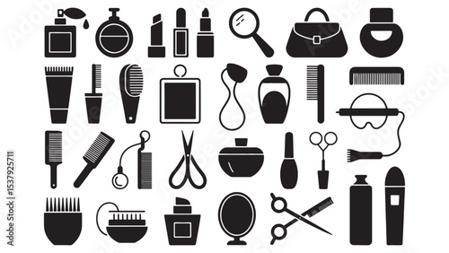 Extensive Collection of Beauty and Cosmetic Icons High-Quality EPS Vector Graphics for Design Projects