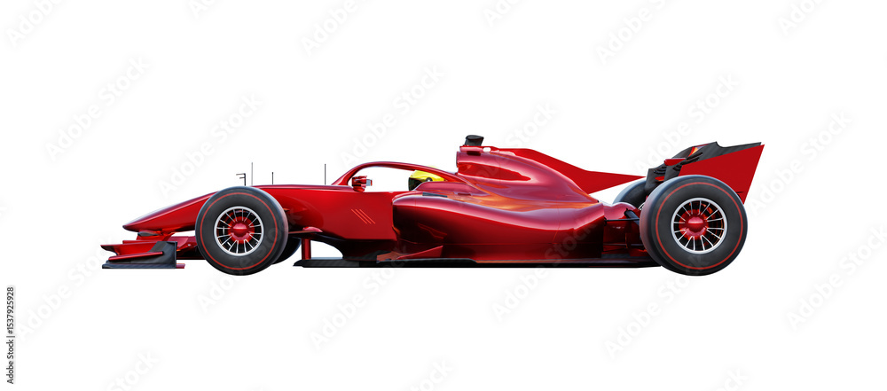 Naklejka premium 3d rendering red modern formula one car racing isolated on transparent background
