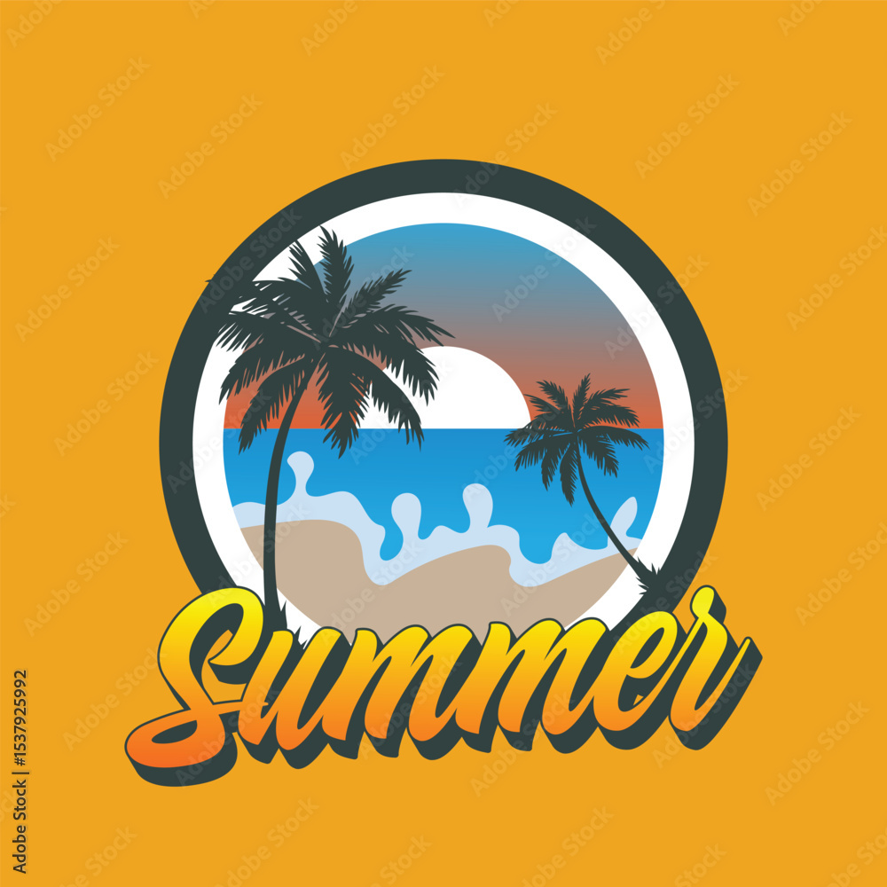 Obraz premium Summer time emblem or logo or label or t-shirt vector image