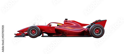 3d rendering red modern formula one car racing isolated on transparent background