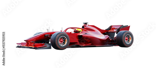 3d rendering red racing car speeding on transparent background