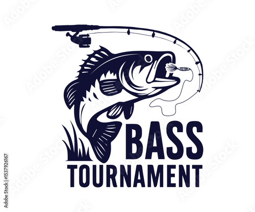 fish logo vector illustration, bass fish tournament logo vector art
