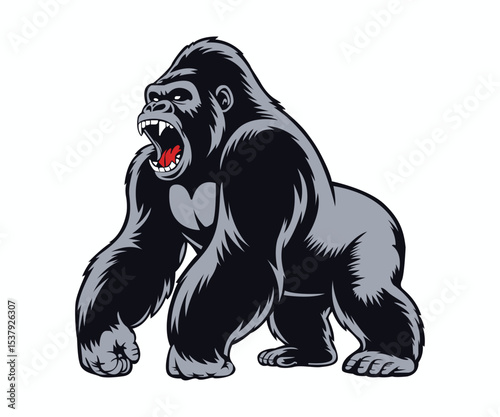 big angry gorilla vector illustration, king kong gorilla vector art