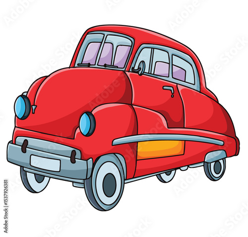Cute cartoon hand drawn vector vintage car clipart.