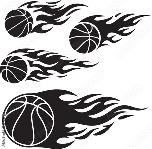 Basketball Ball with Flame Trail vector illustration