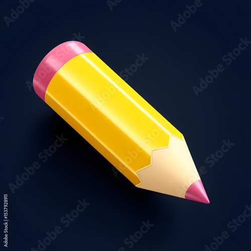 Yellow pencil pointing downwards on dark blue background