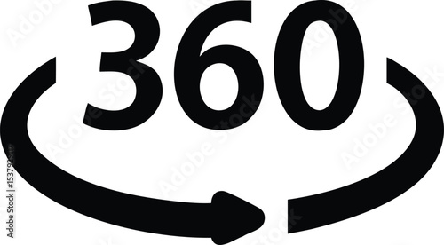360 degrees turning vector icon set. Arrow Icons full rotation collection